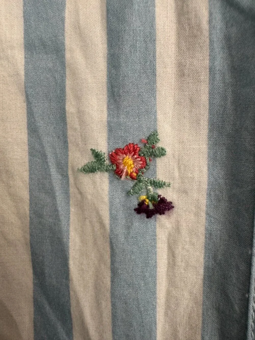 Sezane, Maxy Shirt, Flowers on Blue Stripes, Size 6 (38) - Picture 4 of 4
